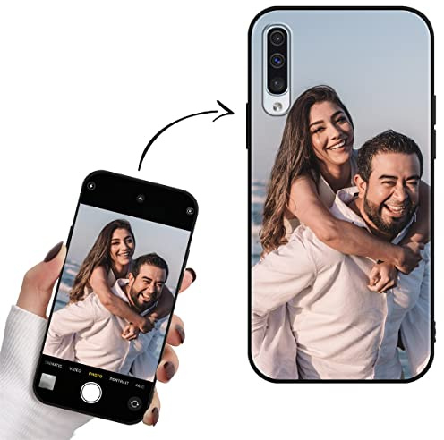 Yoedge Personalisierte Handyhülle für Samsung Galaxy A50 / A30S /A50s Hülle Selbst Gestalten mit Eigenem Foto Bild Text Personalisiert Case Individuelle Geschenk Schutzhülle Schwarz Cover 6,4