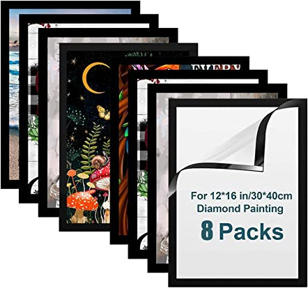 8 Pack Diamond Painting Frames - 12x16in/30x40cm Canvas Frames for Display and Protection - Home Wall Office Decor