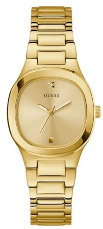 Guess Damen-Armbanduhr, 32 mm, goldfarbenes Armband, champagnerfarbenes Zifferblatt, goldfarbenes Gehäuse