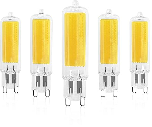 LUXRITE G9 LED Bulb Dimmable 4.5W, 50 Watt T4 G9 Halogen Equivalent, 3500K Natural White, 450 Lumens, Glass G9 Bi Pin Base, 320° Beam Angle, ETL Listed (5 Pack)