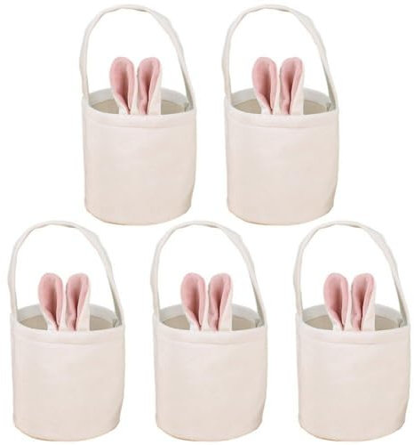 Sanfly Osterhasenbeutel, 5 Pcs Osterhasen Körbe Kaninchen Ohren Design Einkaufstaschen Ostern Eiergeschenke Für Kinder Eier Jagen Für Osterfeier