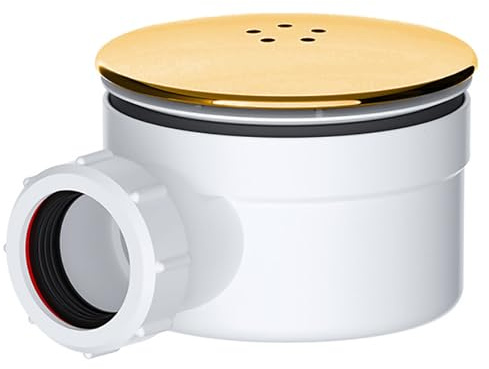 SPARES2GO Siphon de douche pour bonde de 90 mm, kit de base de luxe en laiton brossé de 3,8 cm