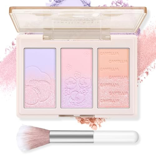 Boobeen Blush Contour Highlighter Makeup Palette - Palette di 3 colori in polvere shimmer o opaca per fard, evidenziatori, bronzer e luminosità del viso