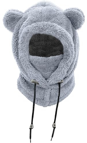 NLAND Gorro Bebé Invierno 3 en 1 Pasamontañas Térmicos Niño Niña 3-8 Años Cálido Bufanda con Capucha Pequeños Sombrero y Bufanda Máscara Set Suave Balaclava(Gris)