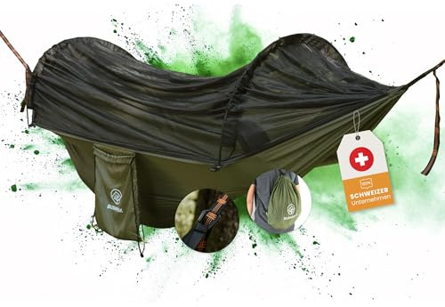 Bushpeak Hängematte mit Moskitonetz Shield Pro inklusive Transporttasche max 150 kg Belastung