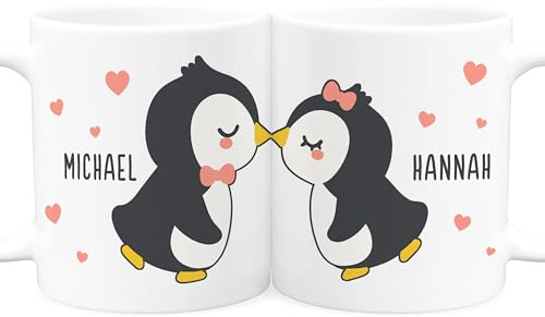 Partnertassen für Paare personalisiertes Hochzeitsgeschenk im 2er Set | Personalisiert, hochwertige Keramik, spülmaschinen- & mikrowellengeeignet, 2 Tassen im Set, Verlobungsgeschenk