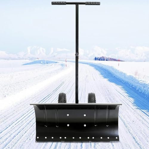 Genérico Pala quitanieves,(Pala quitanieves para Herramienta quitanieves, empujador de Nieve rodante de Alta Resistencia con Placa Grande de 29, quitanieves de Empuje Manual con Mango Ajustable y r