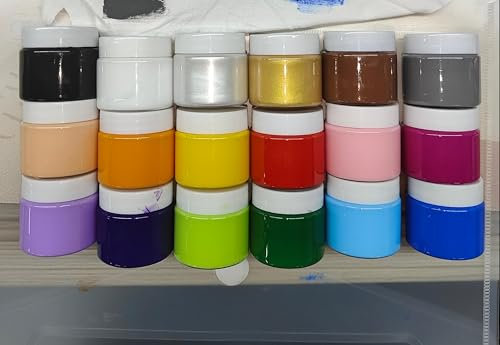 BLISSIQUEE Textilfarbe Waschmaschinenfest 18 Farben je 50ml - Stoffmalfarben Set mit 5 Pinseln, Mischpalette - Hochdeckend für T-Shirts, Jeans, Schuhe auf hellen und dunklen Stoffen