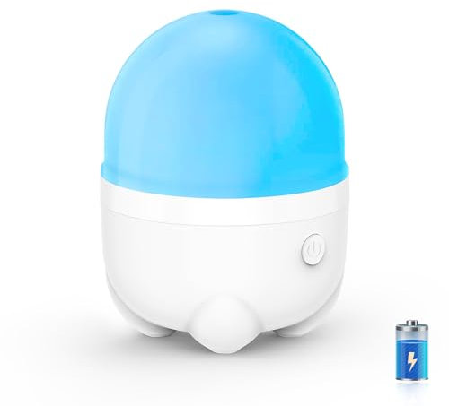 FAGVREI 150ML Cordless Essential Oil Diffuser, Rechargeable Battery Operated Diffuser, Small Air Aromatherapy Humidifier with 7 LED Color Changing Lightss