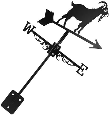 Happyyami Girouette Mouton Tourbillons Lampadaire Solaire Girouettes pour L'extérieur Girouettes pour Cabanons Manche à Air Support De Girouette Direction Dehors De Plein Air Fer Forgé Black