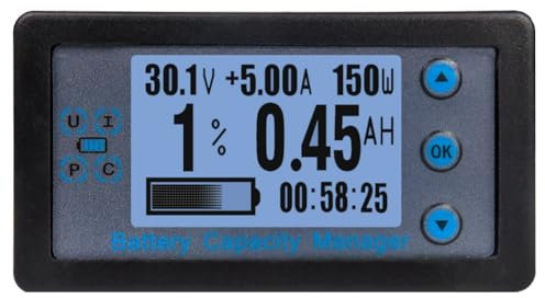 Giwnhvx Tester di capacità della batteria con collometro Bluetooth 100A con amperometro e voltmetro, schermo LCD da 2,4 pollici per auto elettrica e