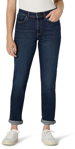 Amazon Essentials Vaqueros Tobilleros Tipo Boyfriend, de Tiro Medio y Baja Elasticidad Mujer, Lavado Medianoche Oscuro, 40-42