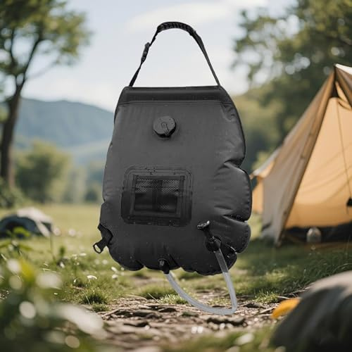 Wind Tour Solar Shower Bag 5 Gal/20L Solar Heating Camping Shower Bag with Shower Head Portable Shower for Beach Swimming, Hiking (Black)