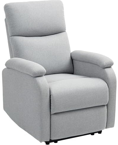 HOMCOM Relaxsessel, TV-Sessel mit Liegefunktion, Gepolstert Fernsehsessel mit Taschenfederkern, Liegesessel bis 150 kg belastbar, Ruhesessel mit Leinenoptik, für Wohnzimmer, Grau