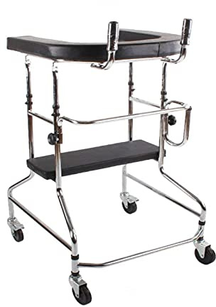 Déambulateur Cadre De Marche Universel Silencieux À 4 Roues, Réglable En Hauteur, Pour La Rééducation, Support De Marche Debout/Support D'Aide Avec Plaque D'Assise