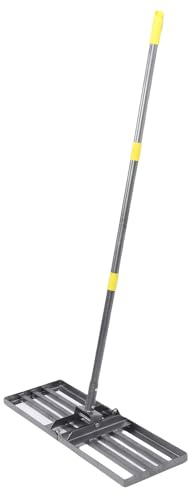 banapoy Rake de Nivelación de Césped, Servicio Pesado 10.43X29.92 Placa de Nivelador Plegable, 48 a 78 Herramienta Nivelador de Césped de Mango Largo Ajustable, para Tierra Suelo