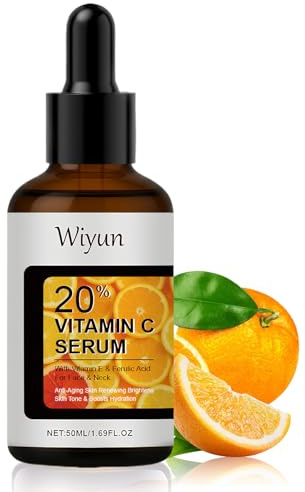 Siero Vitamina C 50ml,Siero Vitamina C Viso,con Vitamin E,Acido Ialuronico | Siero Vitamina,Dona Luminosità,Antirughe e Antimacchie Adatto per Pelli Sensibili,Non Unge
