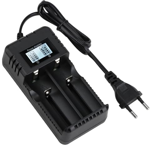 Cargador LCD 3.7V para 18650 26650 Li-Ion Battery, 2 Baterías Charger Pilas Recargables Inteligente Rápido, Cargador Batería Profesional para 18350 14500 16340 17500 17670 18500 21700