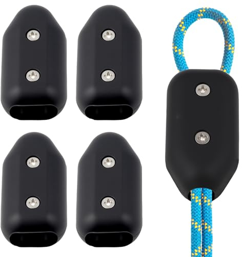 4 Stück 3/8 Zoll Seilklemmen – Wiederverwendbare Seilverbindungsklemmen aus Kunststoff für 7–8 mm Nylon- und geflochtene Seile, ideale Schlaufenverschlüsse für Kletterseile