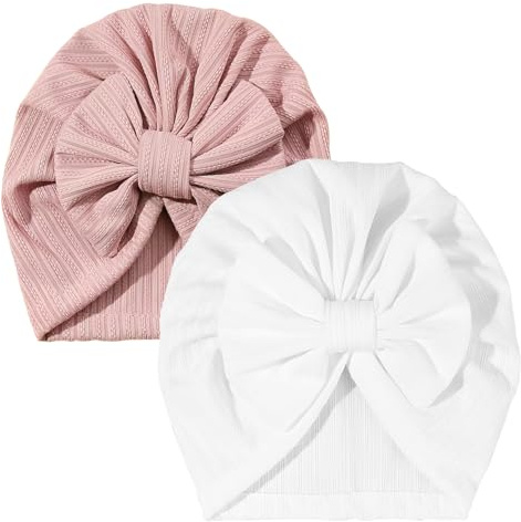 IGXX turbanmössa för nyfödd med rosett, mjuk och stretchig, pannbandsmodell, för flicka 0–3 månader