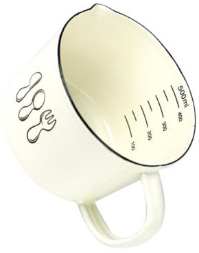 NUOBESTY Tasse à Mesurer en Émail Graduée 250 Ml Mug Doseur Multifonction Cuisine et Pâtisserie Gobelet Résistant Bec Verseur Préparation Boissons et Recettes