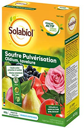 SOLABIOL Spray, 400 g, 53 l Lösung, doppelte Wirkung, vorbeugend & heilend, wirksam gegen Krankheiten, schwarze Flecken von Rosenstrauch, Fruchtmehltau SOPUL400