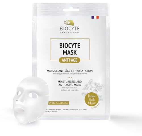 BIOCYTE Mask à base de Collagène - Peau Repulpée, Hydratant, Rides Estompée - Acide Hyaluronique, Collagène, Céramides - 1 Masque en Biocellulose - Appliquer 1 fois par Semaine