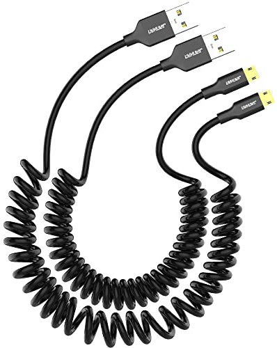 JianHan Micro USB Kabel Spiralkabel 2 Pack 1.5m Schnelllade Micro USB Ladekabel Spiral für Samsung Galaxy S7 Edge/S7/S6/S4/S3/J3/J7/Note 5,Xiaomi (Schwarz)