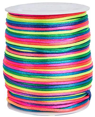 Satinkordel Regenbogen 100 Meter 2mm dick Große Spule Vielseitig einsetzbar bunt
