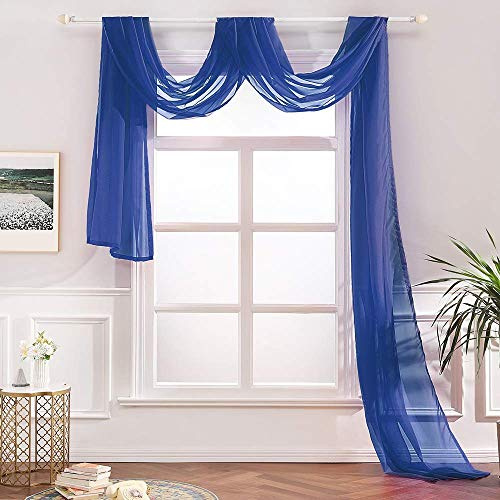 Megachest TAILORED VOILE WINDOW SCARF PELMET 26 color choices (navy, 56X118X1 Panel)