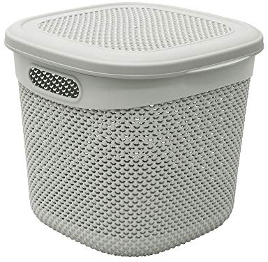 JVL Droplette Design Plastic Storage Basket, 15L, 28 x 32 x 31 cm Approx, Grey, One Size, 13-381IG