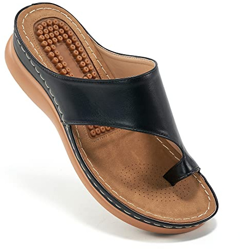 Aomigoct Womens Comfort Wedge Sandals: Soft Cushion & Orthopedic for All-Day Walking - Non-Slip 1.96 Heel for Stability - for Comfort Seekers