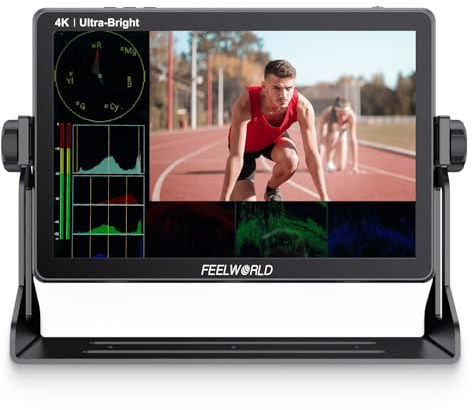 FEELWORLD LUT11H Kamera Field Monitor 10,1Zoll Touchscreen 2000 nit ultrahelle Feld DSLR Monitor mit Touchscreen Waveform LUT F970 Installation und Power Kit HDMI Eingang Ausgang