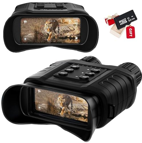 BraveKing Nachtsichtgerät für Erwachsene, 20X Optischer 4X Digital Zoom 1640ft Erkennungsweite Wasserdichtes Hochempfindlicher CMOS-Sensor Infrarot-Nachtsichtbrille für Jagd Camping mit 64GB SD-Karte