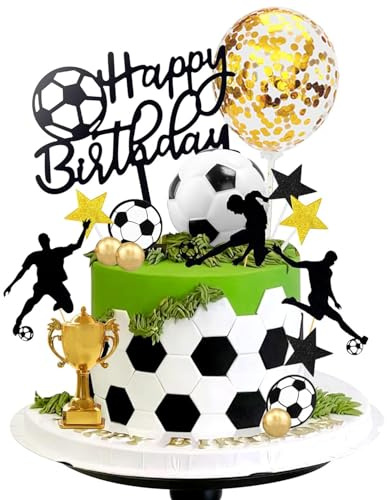 28er Pack Tortendekoration Fußball, Fußball Tortendeko Set, Tortendekoration Fußball, Fußball Tortenaufleger Kinder, Fußball Geburtstagstortenaufleger für Männer, Jungen, Mädchen, Fußball Sport Party