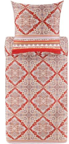 Bassetti MARECHIARO Bettwäsche + 1 Kissenhülle aus 100% Baumwollsatin in der Farbe Rot R1, Maße: 155x220 + 1 K 80x80 cm - 9329926