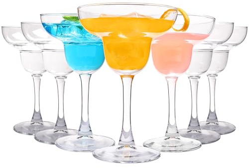 Margarita Glasses Set of 7, 10 OZ Large Margarita Glasses, Unbreakable Cocktail Glasses for Home Party, Wedding, Dishwasher Safe