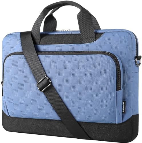 DOMISO Sacoche Ordinateur Portable 17 Pouces Mallette Professionnelle Adjustable pour PC Portable 17-17.3 Pouces，Bureau, Voyage, Bleu