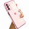 Knoowcase for Samsung Galaxy A26 5G Case for Girls Women Shockproof Flexible Silicone Bumper Lens Protection Luxury Plated Gold Heart Slim Anti Scratch Phone Cover for Samsung A26 5G,Pink