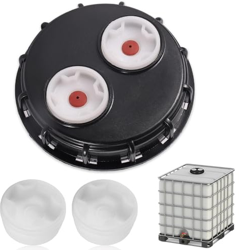 Riisoyu IBC Tankdeckel, 163mm IBC Wassertank Vented Deckel Doppelten Entlüftungslöchern IBC Tank Zubehör mit 2 Ersatzteil Kappe für 1000l Wassertank Regentonne Container