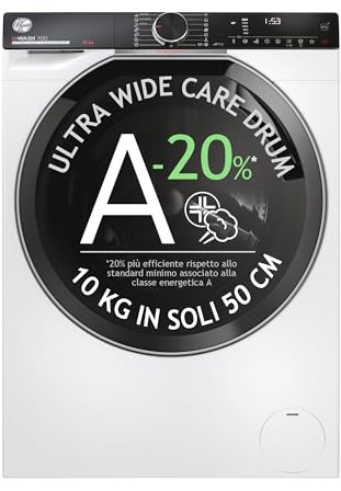 Hoover H-WASH 700 Lavatrice 10 Kg, Libera Installazione, Carica Frontale, Classe A-20%, 1600 Giri, App hOn, Programma Hygiene, Cicli Care, Vapore AxLxP 85x60x57 cm, Bianca - H7W 610MBC8-S