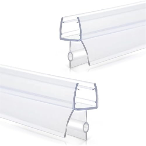 Lot de 2 joints d'étanchéité pour bas de porte de douche - Longueur totale : 140 cm - Pour portes en verre sans cadre - Découpables (4 mm)