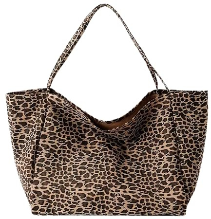 dalerno Tasche mit Leopardenmuster XXL Damen Shopper – Große Schultertasche – Leichte Tragetasche für Alltag, Einkaufen, Reisen & Strand – Einkaufstasche Jutebeutel Frauentasche Handtasche