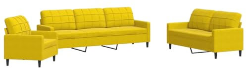 ULUYYUC Kleine Sofa Küchensofa Moderne Sessel Sitzecke Wohnzimmer - 4-TLG. Sofagarnitur mit Kissen Gelb Samt für Jugendzimmer Schlafzimmer Esszimmer Balkon