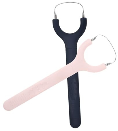 VICASKY 2pezzi Raschietto Lingua in Acciaio Inossidabile Forma Di y Strumento Per Pulizia Della Lingua Portatile Design Elegante Per Igiene Orale