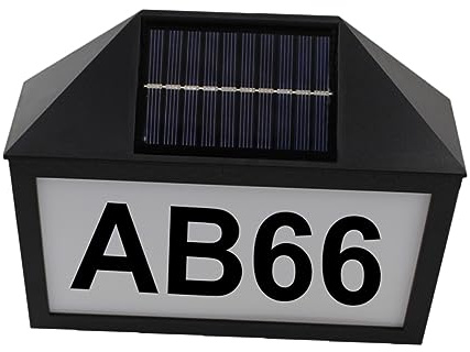 NUOBESTY Lampe Solaire Numéro de Maison Décorative avec Éclairage LED Panneau Solaire Aux Intempéries pour Extérieures pour Villas et Maisons