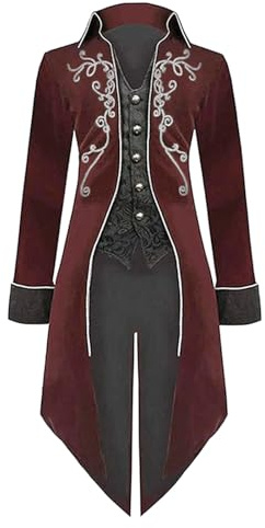 Vêtement steampunk pour homme - Frack médiéval, gothique, rétro, Renaissance, victorien, vintage, pour carnaval, cosplay, club, carnaval, fête, uniforme d'Halloween - Veste pour adulte