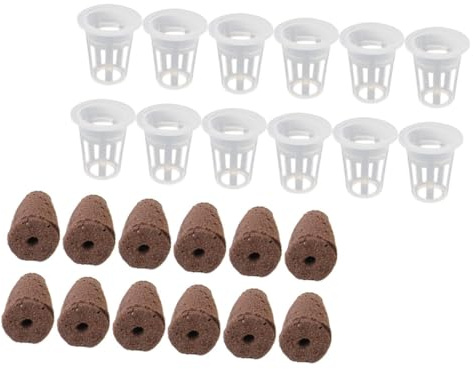 NUOBESTY 12 Set Kit di Blocchi per Semina Senza Terreno con Cestini da Giardino Vasi Rete Forati per Coltivazione con permeabilità e Drenaggio per Orto Interno e Semenzaio