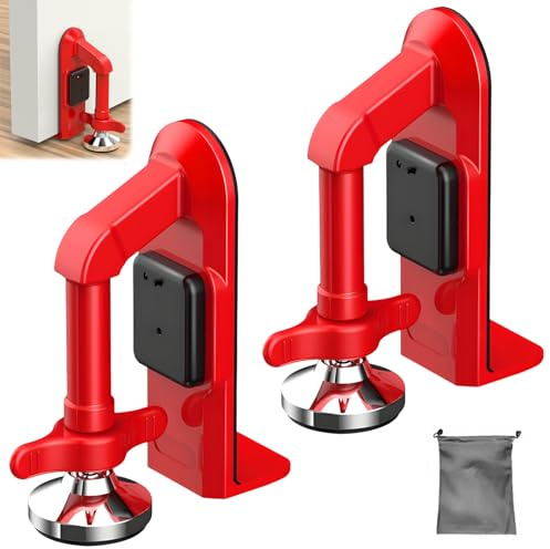 Lot de 2 Butoir de Porte Alarme, Bloque-portes Portable Dispositif de Sécurité pour la Maison, l'hôtel, les Voyages et la Protection Personnelle, Butée de Porte Réglable avec Alarme de 80 dB