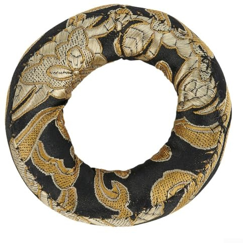 Gettimore Coussin brocart de soie pour bol chantant tibétain brodé motif nuage bon augure coton fait main rouge/jaune (livraison aléatoire)
